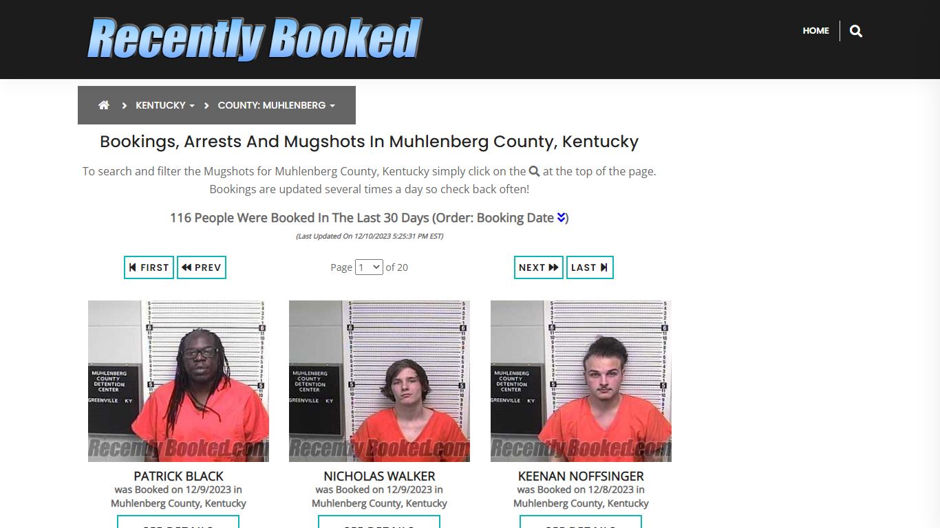 Bookings, Arrests and Mugshots in Muhlenberg County, Kentucky